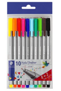 Fineliner Stick Assorted Pouch 10 Pack 10