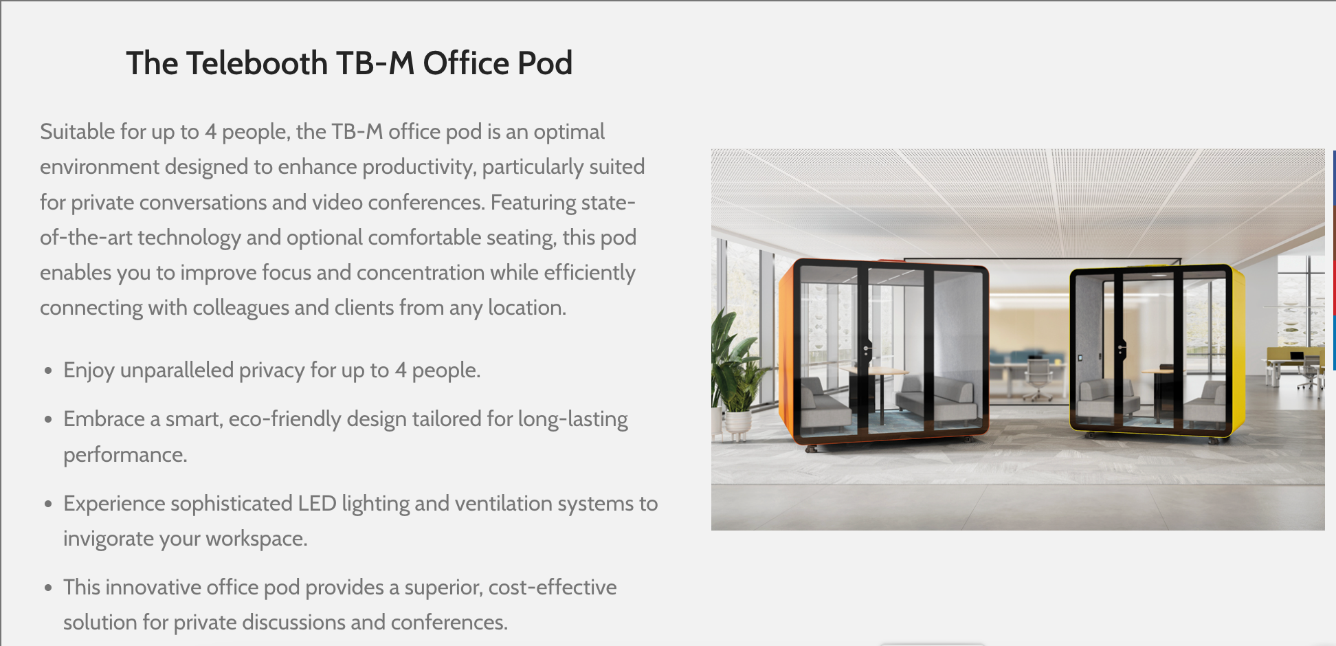 Telebooth TB-M Office Pod (1–4 People, With Sofa & Table)