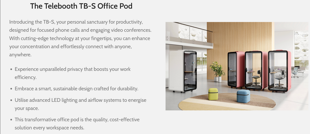 Telebooth TB-S Pro Office Pod (1 Person)