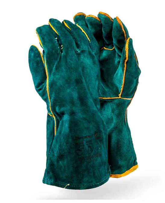 Dromex Superior Green Lined Leather Welding Glove Elbow Length