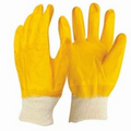 YELLOW, fully dipped, knitted wrist, size 10,Glove