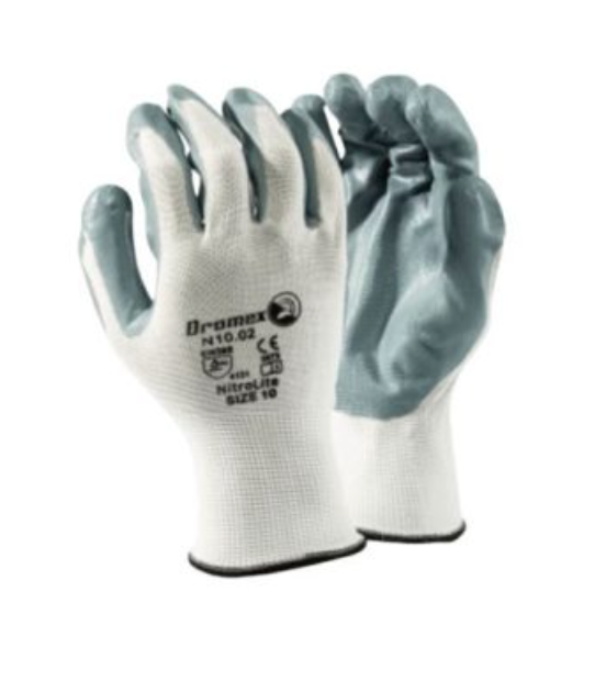 Nitrolite Grey Nitrile Palm Coated White Shell Glove