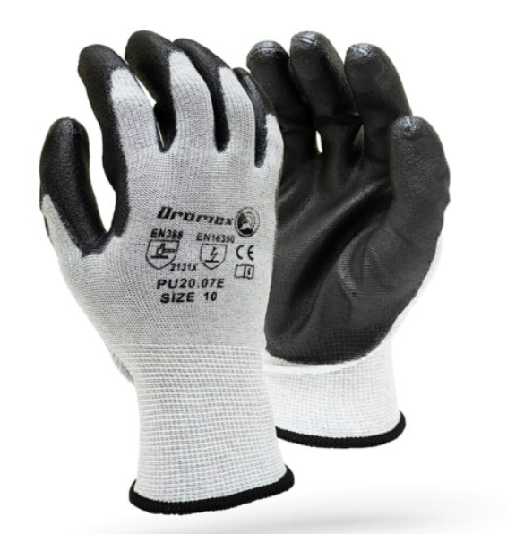 White Carbon Liner Black PU Palm Coated Glove