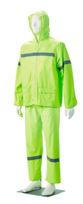 Dromex Lime Green Reflective Rubberized Rain Suit with Hood