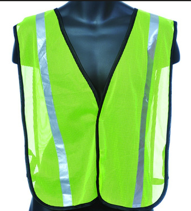 Dromex Lime Mesh Reflective Sleeveless Vest 130g Knit with ID and White PVC Tape