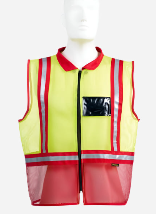 Dromex Reflective Zip Vest Sleeveless Solid Mesh with ID Pouch EN4 100gsm